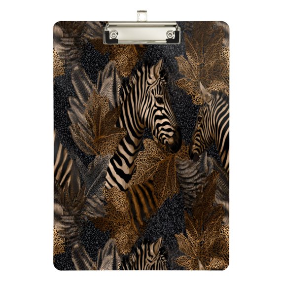 12.5" x 9" Acrylic Clipboard with Silver Metal Clip Office and Classroom Essential Zebra Print