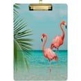 thumbnail image 1 of 12.5"x9" Beach Flamingo Clipboards, Standard A4 Letter Size Nursing Clipboard with Low Profile Metal Clip Decorative Clip Board for Office Supplies,Silver, 1 of 7