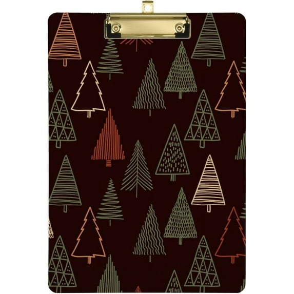 12.5"x9" Christmas Trees Clipboards, Standard A4 Letter Size Nursing Clipboard with Low Profile Metal Clip Decorative Clip Board for Office Supplies,Silver