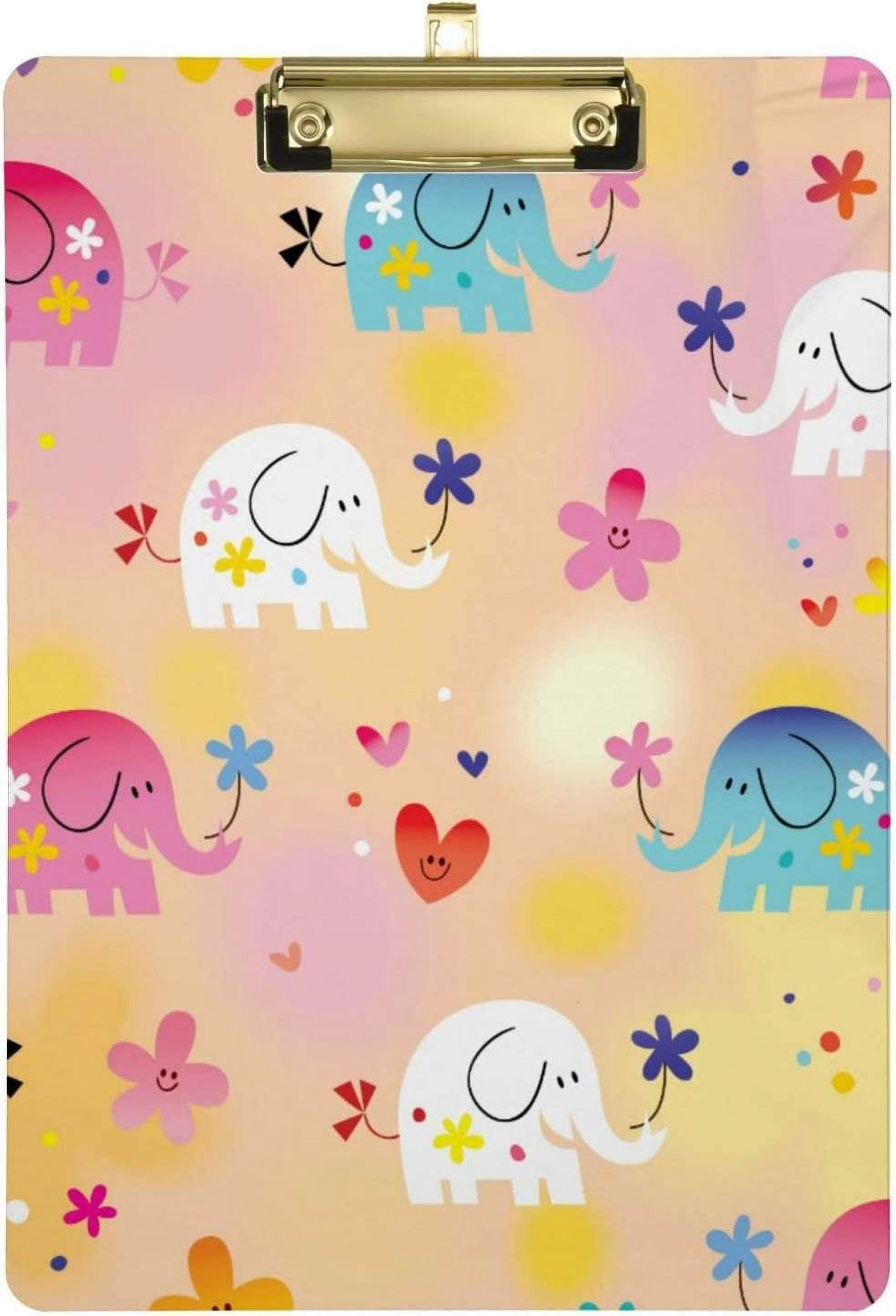 African Elephant & Sunflower Clipboard - A4 Size Acrylic Clipboard, Decorative Design For Office & School