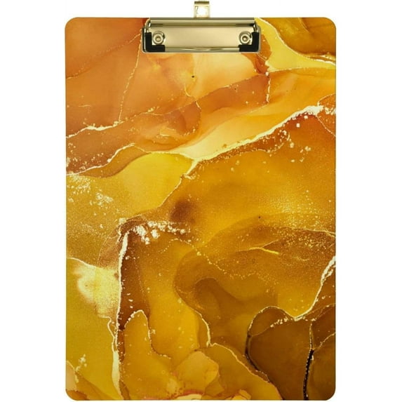 12.5"x9" Gold Marble Texture Clipboards, Standard A4 Letter Size Nursing Clipboard with Low Profile Metal Clip Decorative Clip Board for Office Supplies,Gold