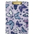 thumbnail image 1 of 12.5"x9" Purple Butterfly Clipboards, Standard A4 Letter Size Nursing Clipboard with Low Profile Metal Clip Decorative Clip Board for Office Supplies,Silver, 1 of 7