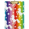 thumbnail image 1 of 12.5"x9" Rainbow Stripe Unicorn Star Clipboards, Standard A4 Letter Size Nursing Clipboard with Low Profile Metal Clip Decorative Clip Board for Office Supplies,Gold, 1 of 7