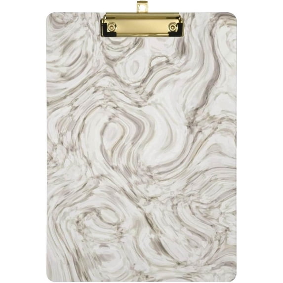 12.5"x9" Simple Marble Clipboards, Standard A4 Letter Size Nursing Clipboard with Low Profile Metal Clip Decorative Clip Board for Office Supplies,Silver