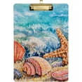 thumbnail image 1 of 12.5"x9" Watercolor Starfish Clipboards, Standard A4 Letter Size Nursing Clipboard with Low Profile Metal Clip Decorative Clip Board for Office Supplies,Gold, 1 of 7