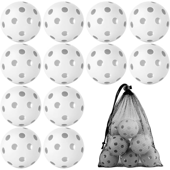 12/50/100 Pack Plastic Baseballs Practice Training Balls Lightweight Hollow Softballs with a Drawstring Bag for Hitting Pitching Batting Training Indoor Outdoor Sport