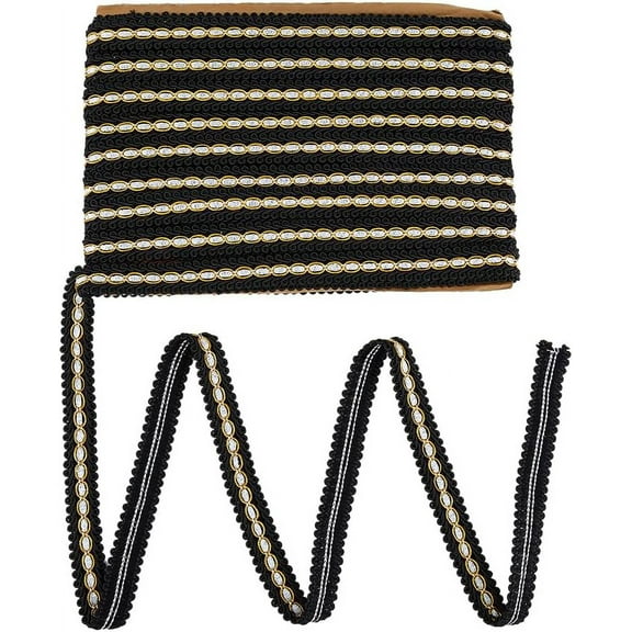 12.58 Yards(11.5m) Gimp Braid Trim Black and Golden Embellishment Polyester Trim Scroll Braid Trim Cord for Home Decor DIY Sewing Craft