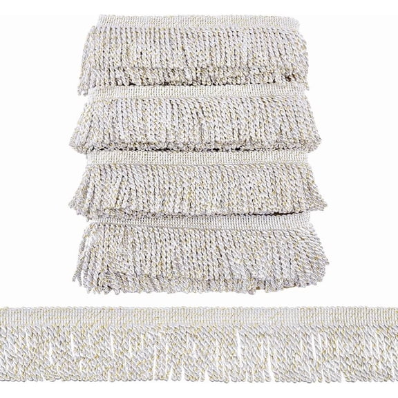 12.58 Yards Solid Fringe Trim 3.15 inch Wide Traditional Bullion Fringe Trim with Gold Wire Curtain Tassel Trims for Curtain Sofa Clothes Sewing Crafts Decoration Grey White White DIY