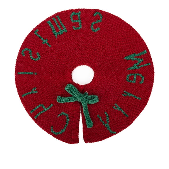 12.59 Inch Knitted Mini Christmas Tree Skirt, Red Small Tabletop Tree Cover With Bow Tie, 3 Pattern Options Soft Fabric Tree Base Mat For Desktop Small Xmas Tree Holiday Home Decor