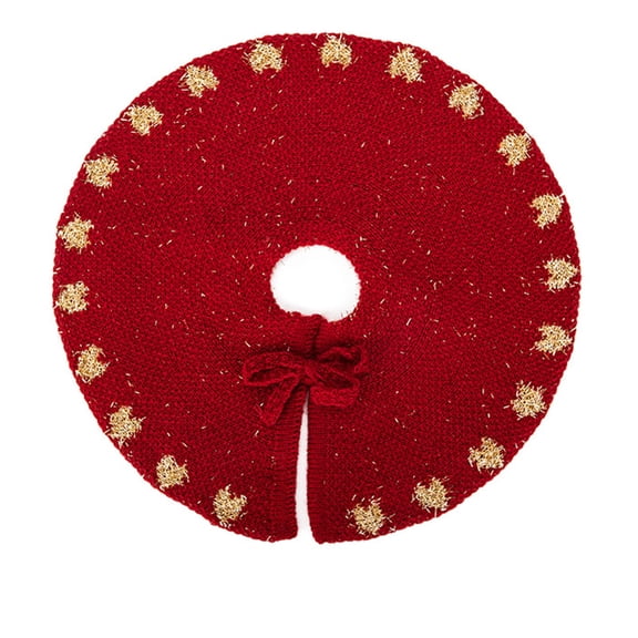 12.59 Inch Knitted Mini Christmas Tree Skirt, Red Small Tabletop Tree Cover With Bow Tie, 3 Pattern Options Soft Fabric Tree Base Mat For Desktop Small Xmas Tree Holiday Home Decor
