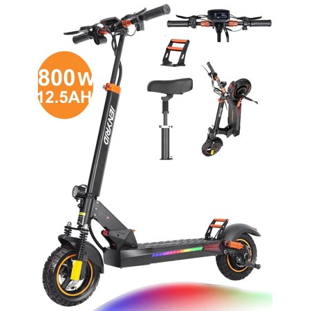 12.5Ah Electric Scooter with Seat, Off Road 10 Inch Air-Filled Tires, Max 45KM/H & 25-40KM, Folding E Kick Scooter Triple Brake & Shock Absorption, for Adults Teens Kids