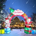 thumbnail image 1 of 12.5FT Christmas Inflatables Archway, Inflatable Santa Claus and Snowman Sitting on Gift Boxes, Christmas Arch Blow Up Yard Decorations and LED Lights Built-in for Party Indoor, Outside, Garden, Lawn, 1 of 8