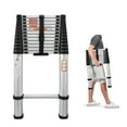 thumbnail image 1 of 12.5FT Extension Ladder Aluminum Telescoping Folding Ladder 12 Steps, Adjustable Height, 330lbs Load Capacity, Portable Collapsible Ladder for Home Office DIY Projects RV Roof Repairing, EN131, 1 of 1