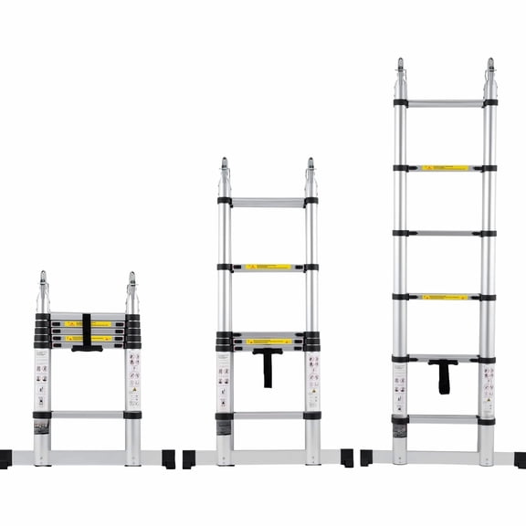 12.5FT Telescoping Ladder, Aluminum Extension Ladder, 375 LBS Capacity