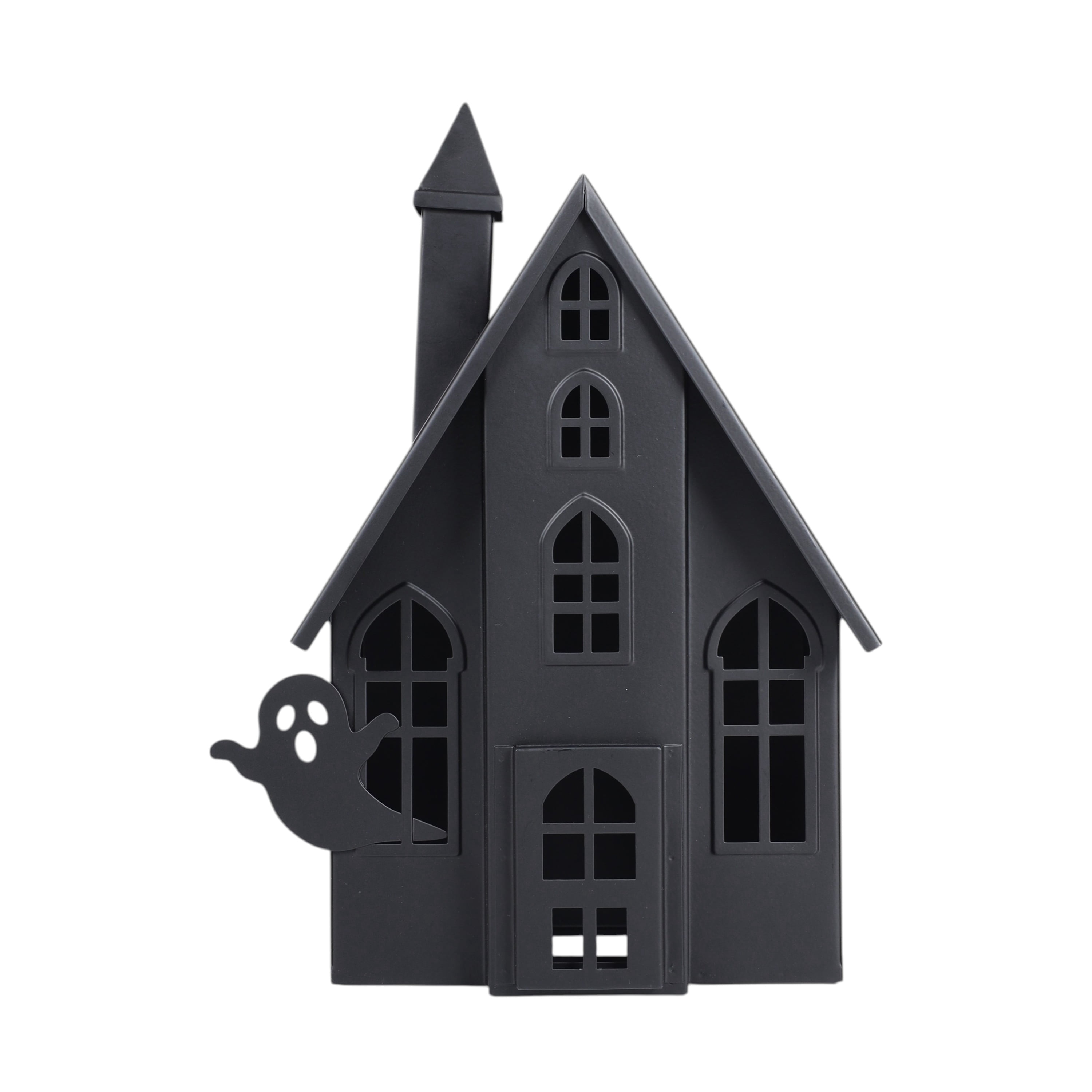 Metal Haunted House Decoration, Black, 12.6", Halloween by Way To Celebrate
