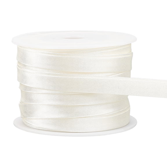 12.5M Flat Satin Piping Ribbon Cotton Ribbon for Cheongsam Clothing Decoration Floral White 3/8 inch(10mm) diy