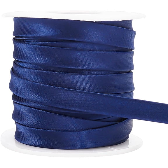 12.5M Polyester Satin Piping Trim Cheongsam Piping Ribbon Clothing Decoration with Spool Dark Blue Trim: 9~10x0.6mm Spools: Bobbin: 28x58mm for DIY
