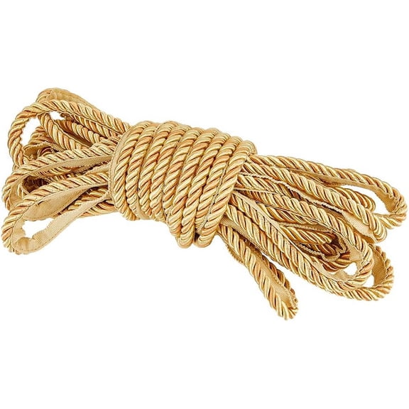 12.5M Polyester Twisted Lip Cord Trim Twisted Trim Cord Rope Ribbon for Home Decoration Upholstery DIY Handmade Crafts Goldenrod
