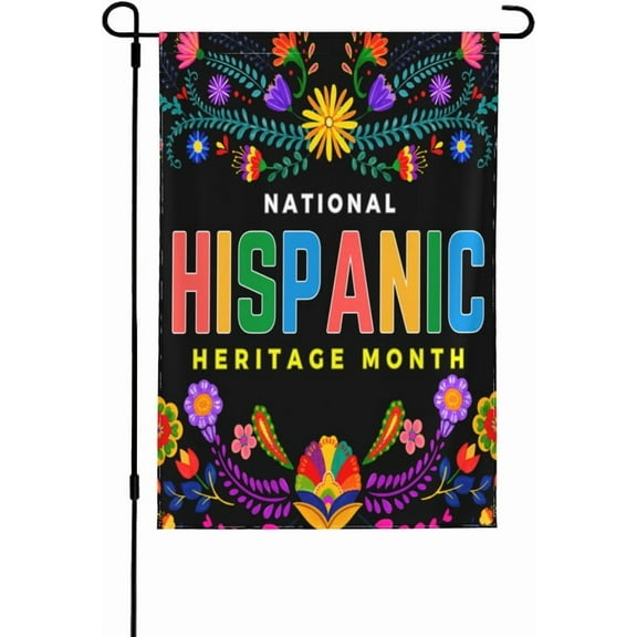 12.5X18 Happy National Hispanic Heritage Month Garden Flag Double Sided Hispanic Yard Flag Celebrate Hispanic Heritage Garden Flag Holiday Party House Yard Flag Outdoor Decoration Banner Sign