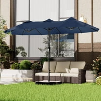 12.5ft Outdoor Patio Double-sided Umbrella with Crank Handle, Large Umbrella for Garden, Poolside, Backyard (Navy)