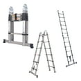 thumbnail image 1 of 12.5ft Telescoping Ladder A-Frame Extension Ladder, Heavy Duty Stainless Steel Ladder 330lbs Load Capacity with Support Stabilizer Bar, Portable Folding Collapsible Ladder for Home, RV, DIY Work, 1 of 9