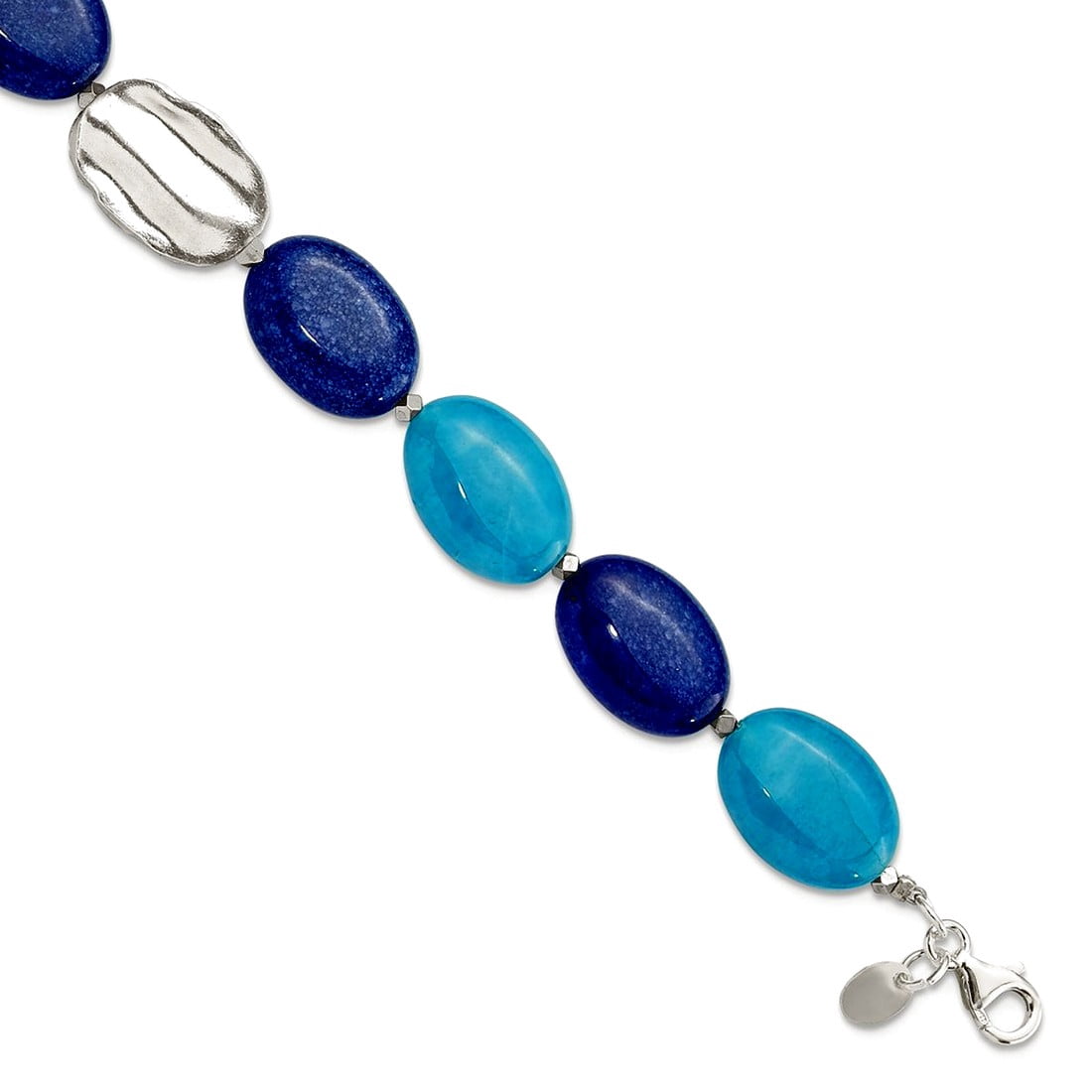 12.5mm 925 Sterling Silver Hematite Dyed Jade Lapis Quartz With 1in Extension Bracelet 8 Inch Link Bracelet for Women