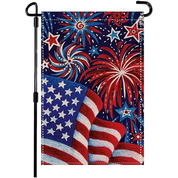 12.5x18 Inch National flag Yard Flag Double Sided Outdoor Garden Decor, USA 4th of July Patriotic Stars and Stripes, Memorial Day Independence Day Watercolor Yard Outdoor Decoration (BLUE RED WHITE)