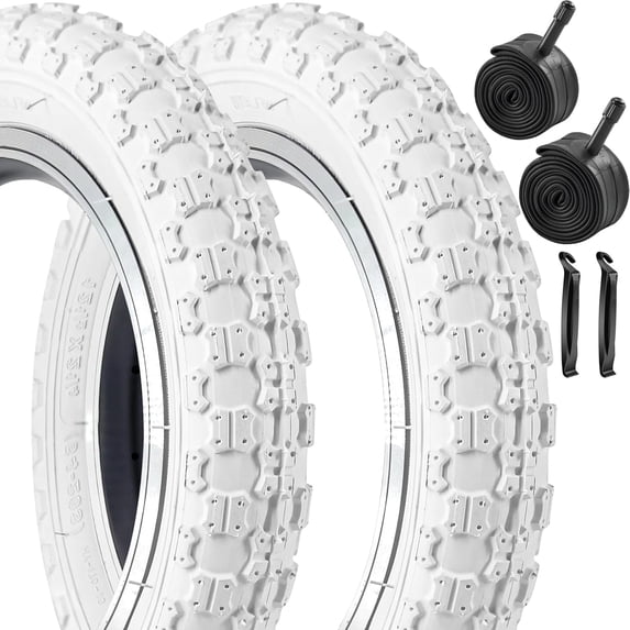 2-Pack Bicycle Tires and Pair Inner Tubes with Tire Levers Replacement Set 12.5/14/16/18/20x2.125 Inch Bike Tire