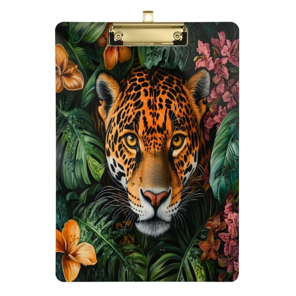 12.5x9 Inch Acrylic Clipboard with Metal Clip – Single-Sided Print & Retractable Hook，A Jaguar