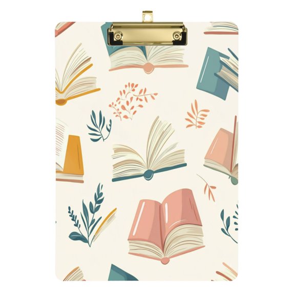 12.5x9 Inch Acrylic Clipboard with Metal Clip – Single-Sided Print & Retractable Hook，Book