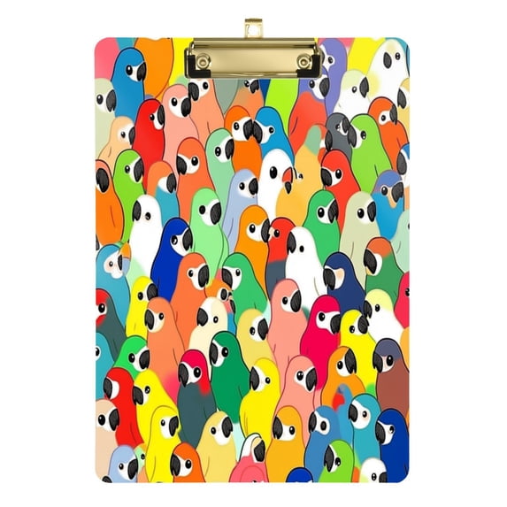 12.5x9 Inch Acrylic Clipboard with Metal Clip – Single-Sided Print & Retractable Hook,Colorful Little Penguins