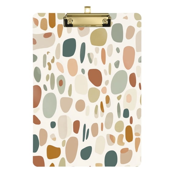 12.5x9 Inch Acrylic Clipboard with Metal Clip – Single-Sided Print & Retractable Hook，Elegant Terrazzo Pattern