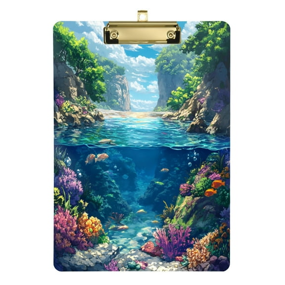 12.5x9 Inch Acrylic Clipboard with Metal Clip – Single-Sided Print & Retractable Hook，Pattern