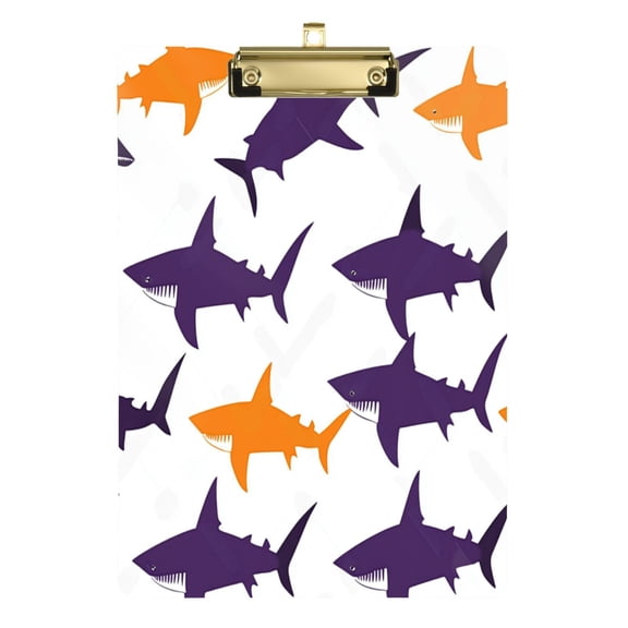 12.5x9 Inch Acrylic Clipboard with Metal Clip – Single-Sided Print & Retractable Hook，Shark