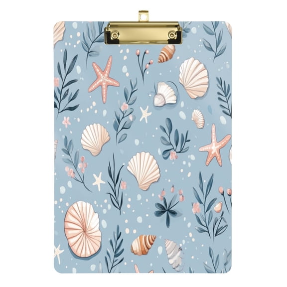 12.5x9 Inch Acrylic Clipboard with Metal Clip – Single-Sided Print & Retractable Hook，Shell