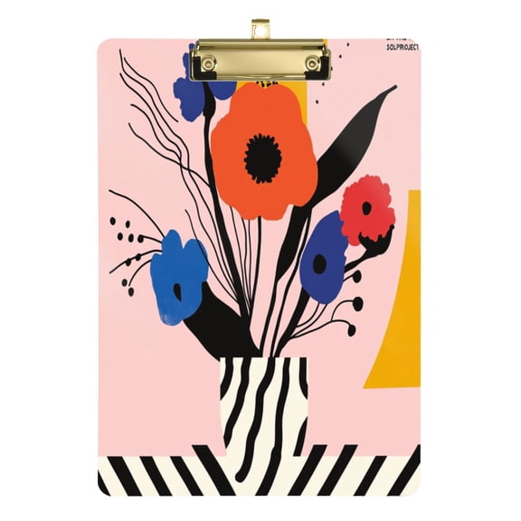 12.5x9 Inch Acrylic Clipboard with Metal Clip – Single-Sided Print & Retractable Hook,Vector