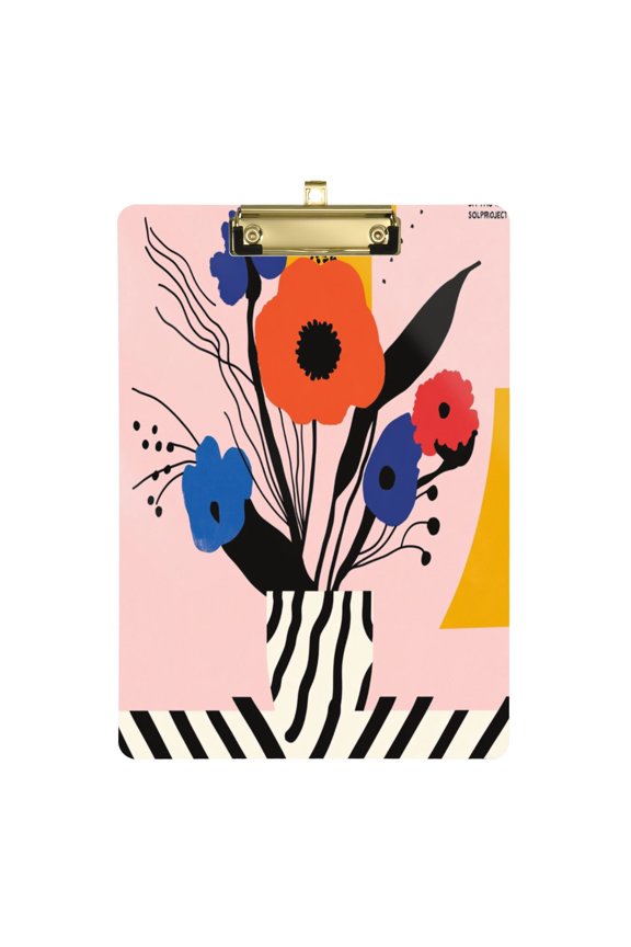 12.5x9 Inch Acrylic Clipboard with Metal Clip – Single-Sided Print & Retractable Hook,Vector