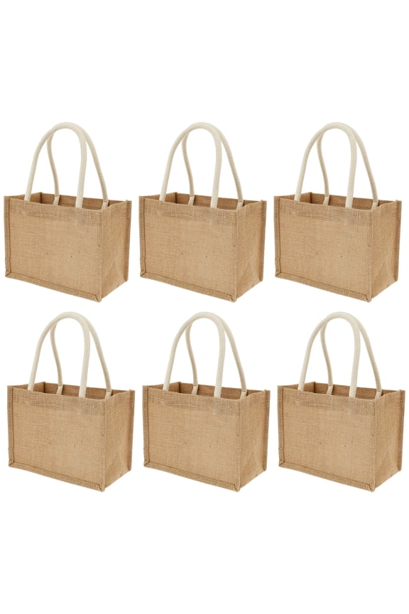 12/6/4Pcs Burlap Tote Bags Mini Burlap Beach Bags with Handles Portable Jute Tote Bag Reusable Burlap Bag Multipurpose Burlap Hand Bags for Shopping Trips Beach Tours School Outdoor