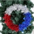 thumbnail image 1 of 12.6" 4th of July Wreath, Patriotic Americana Wreath Independence Day Memorial Day Tinsel Wreath Festival Garland Decoration For Front Door Wall Home Decor, 1 of 9
