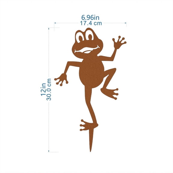 12×6.96 inches Black/Rust Two Optional Metal Frog Silhouette Garden/Yard Improvement Decoration 1PC Frog Fence Topper Garden Statue Stake