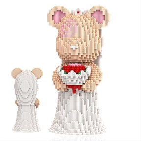 SehrKlug 12.6" Bride Teddy Bear Blocks Building Bricks Set for Adults & Ages 14+ - Decor for Bedroom - Aesthetic Collectible Wedding Kit - Gift Idea