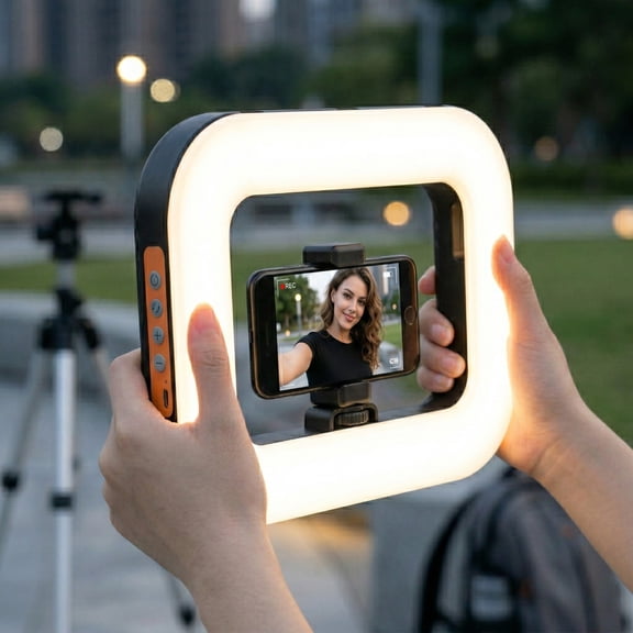 12.6" Dimmable LED Ring Light with Phone Holder for Live, YouTube, Vlogging, Makeup, Selfie Video Recording on Smartphone or PC