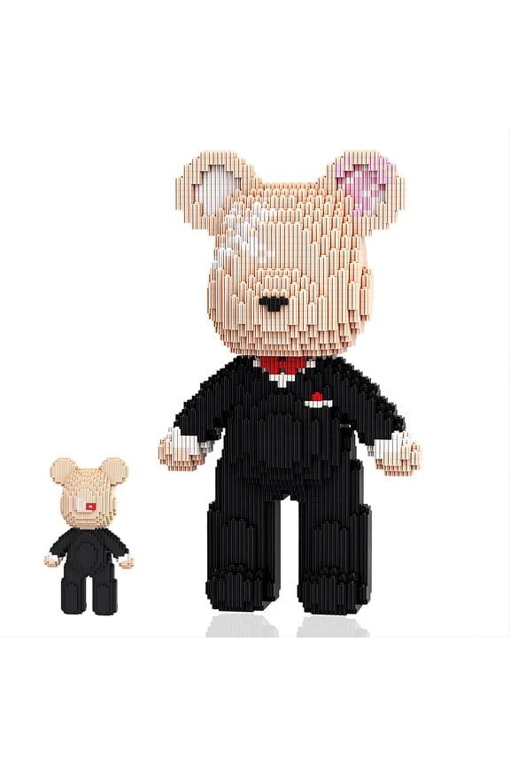 12.6" Groom Teddy Bear Micro Building Bricks Set for Adults, Romantic Wedding Keepsake, Fine Collectible Decor & Ideal Birthday Gift