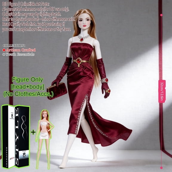 12.6 Inch 1/6 BJD/MJD supermodel doll Professional Collectible Figure, 12 Ball-Jointed Doll, Realistic Makeup/Skin/Fluffy Hair, Supermodel Silhouette, DIY(Figure Only - No Outfits/Acces)