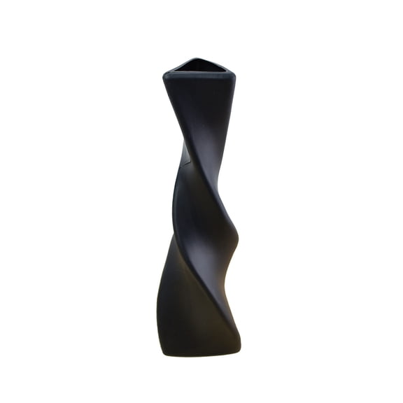 12.6 Inch Black Small Plastic Bud Vase Tall Twisted Minimalist Vase for Single Stem Flowers Narrow Neck Decorative Floral Bottle Home Office Table Decor, Black