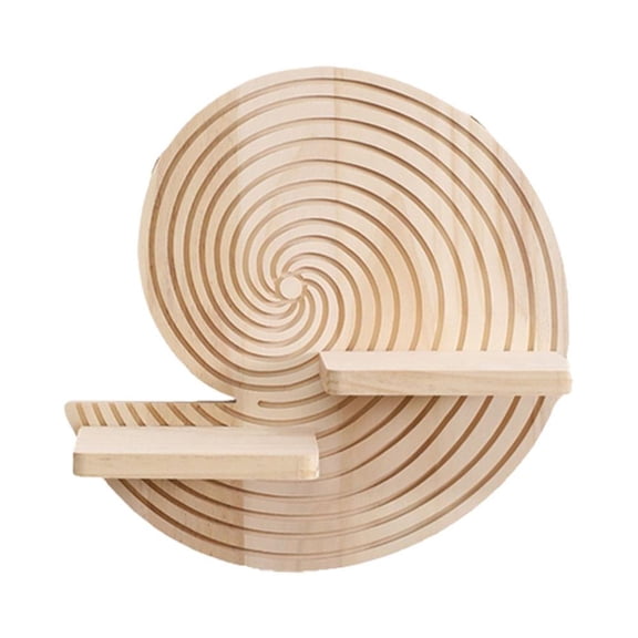 12.6 Inch Coastal Boho Wall Shelf Natural Pine Wood Wall Shelf with Seashell Design & Dual Display Ledges for Bedroom Bathroom Living Room Nursery Decor