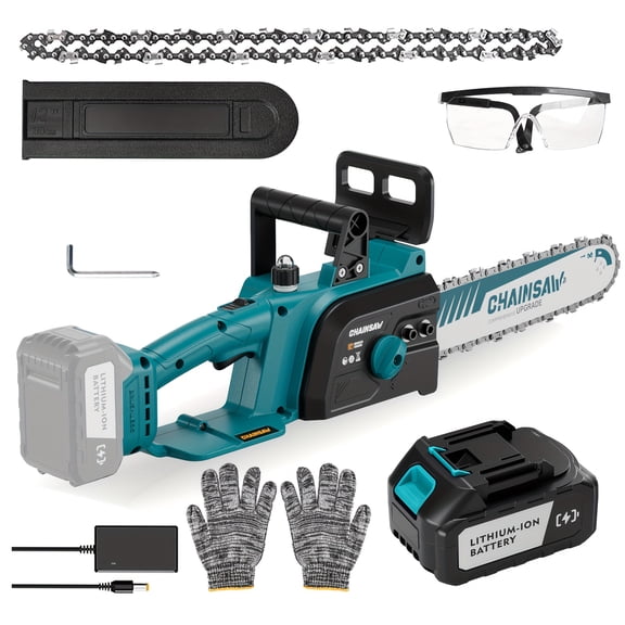 12/6-Inch Cordless Chainsaw with Brushless Motor, Safety Lock, Auto Refueling, Lithium Battery for Woodworking, Gardening, Ideal Christmas Gift for Men