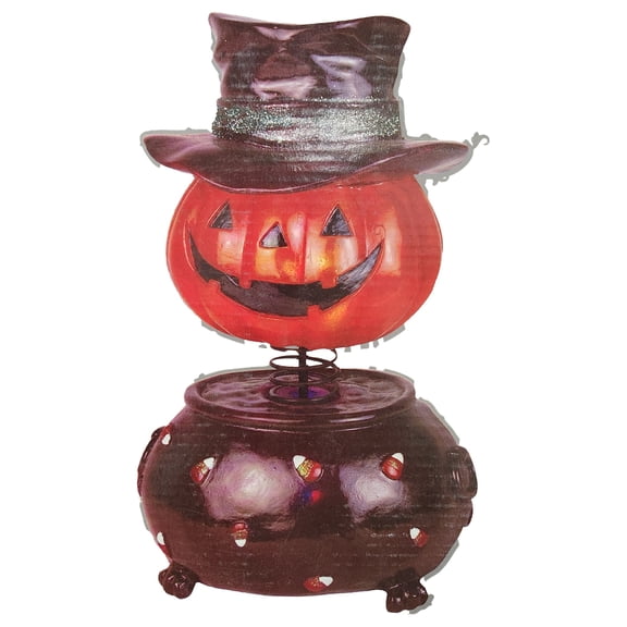 12.6 Inch Light Up Fiberglass Sparkly Bobblehead Pumpkin Halloween Lamp