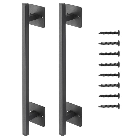 12.6 Inch Rustic Barn Door Pulls, Set of 2 - Heavy Duty Carbon Steel Handles for Sliding Doors & Gates
