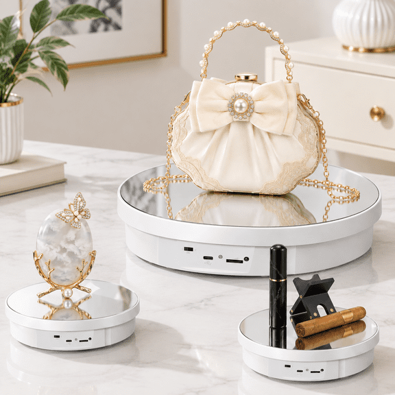12.6 Inch White Electric 360 Degree Rotating Photography Display Stand